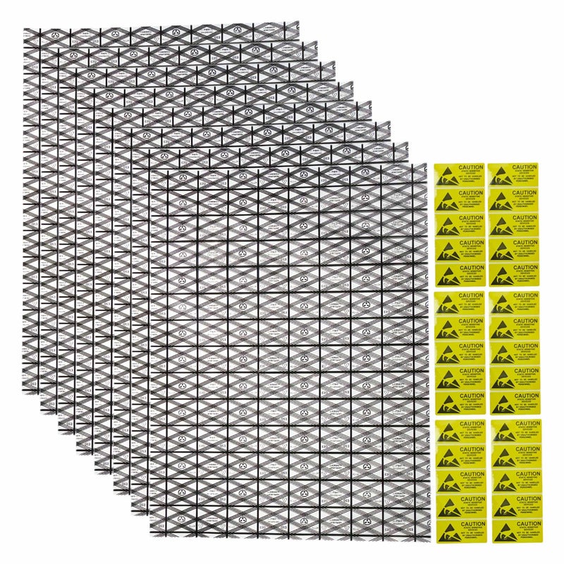 LJY 30 Pcs Black Mesh Anti Static Bags 15.8x11.8 Inch,with Antistatic Sticker,Open Top ESD Shielding Bags for Motherboards,PCB, Circuit Boards,Graphics Cards & Electronic Components - Image 1